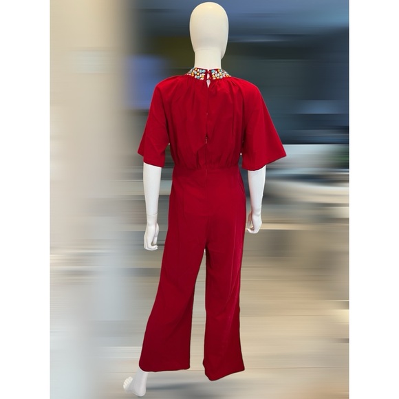 AVAILABLE Gorgeous wine red embellished jumpsuit S M L - Picture 7 of 10